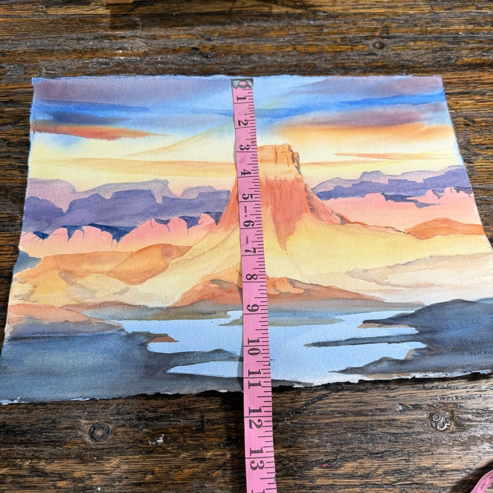 Sunset Mountain Watercolor Art Painting Desert - Picture 10 of 10